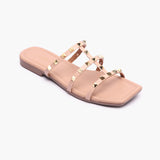 Strappy Studded Flats pink side single