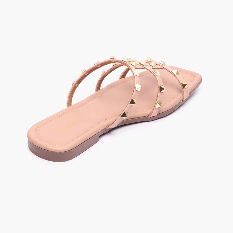  Strappy Studded Flats pink back angle