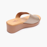 Open Toe Platform Slides gold back angle