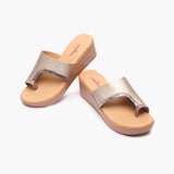 Open Toe Platform Slides gold