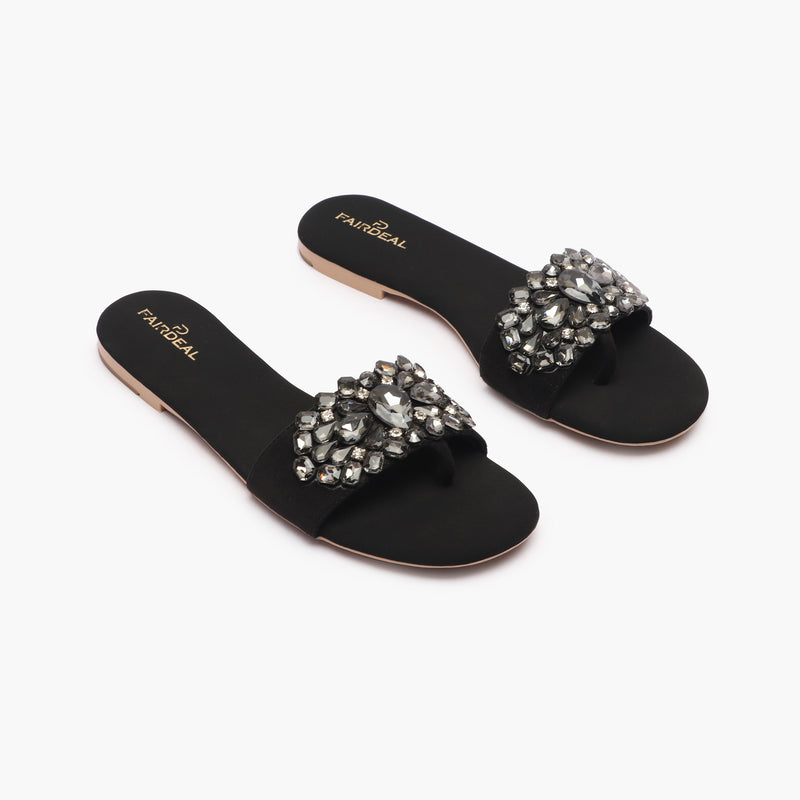 Embellished Party Slides black side angle