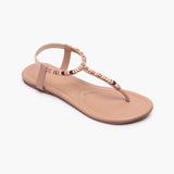 Back Elastic Flat Sandals beige side single