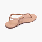 Back Elastic Flat Sandals beige back angle