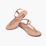 Back Elastic Flat Sandals beige