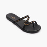 Minimalist Stone Embellished Slides black side single