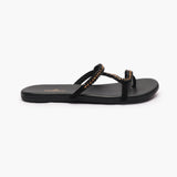 Minimalist Stone Embellished Slides black side profile