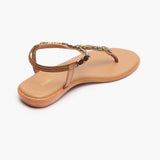 Beaded Flat Sandals gold back angle