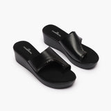 Open Toe Platform Slides black side angle