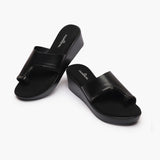 Open Toe Platform Slides black