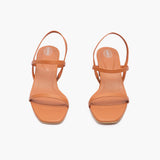 Strappy Block Heel Sandals tan front angle