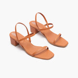 Strappy Block Heel Sandals tan side angle