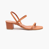 Strappy Block Heel Sandals tan side profile with heel