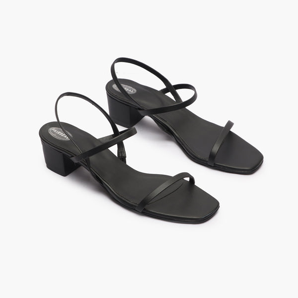 Strappy Block Heel Sandals black side angle