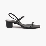 Strappy Block Heel Sandals black side profile with heel