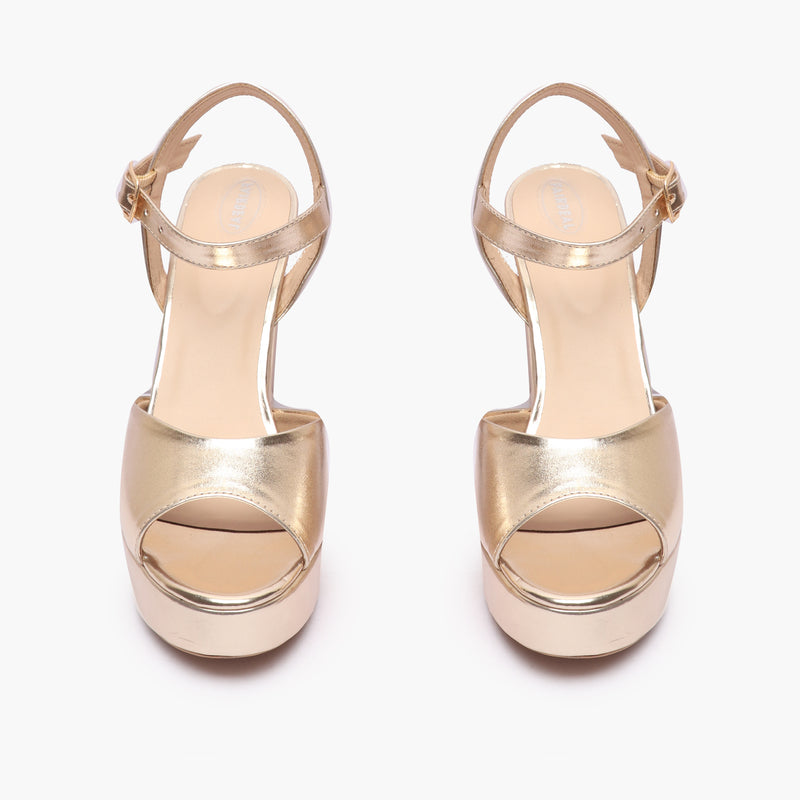 Bold Platform Sandals gold front angle