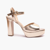 Bold Platform Sandals gold side profile with heel