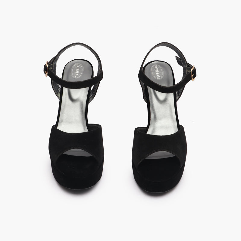 Women Black Slip Resistant Chunky Heeled Platform Sandals, Fashionable Open  Toe Wedge Sandals | SHEIN USA