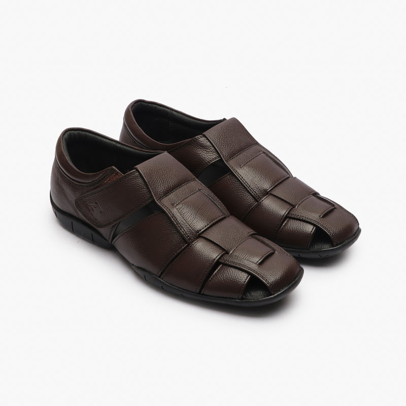 Roman Velcro Slip Ons brown side angle