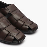 Roman Velcro Slip Ons brown front angle zoomed in