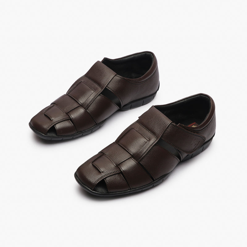 Roman Velcro Slip Ons brown opposite side angle