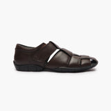 Roman Velcro Slip Ons brown side profile with heel