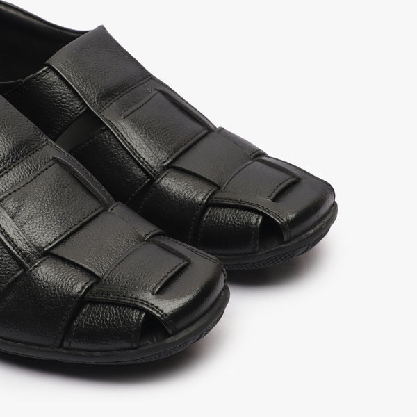 Roman Velcro Slip Ons black front angle zoomed in