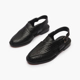 Ethnic Woven Back Strap Sandals black opposite side angle