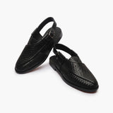 Ethnic Woven Back Strap Sandals black