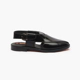 Ethnic Back Strap Sandals black side profile with heel