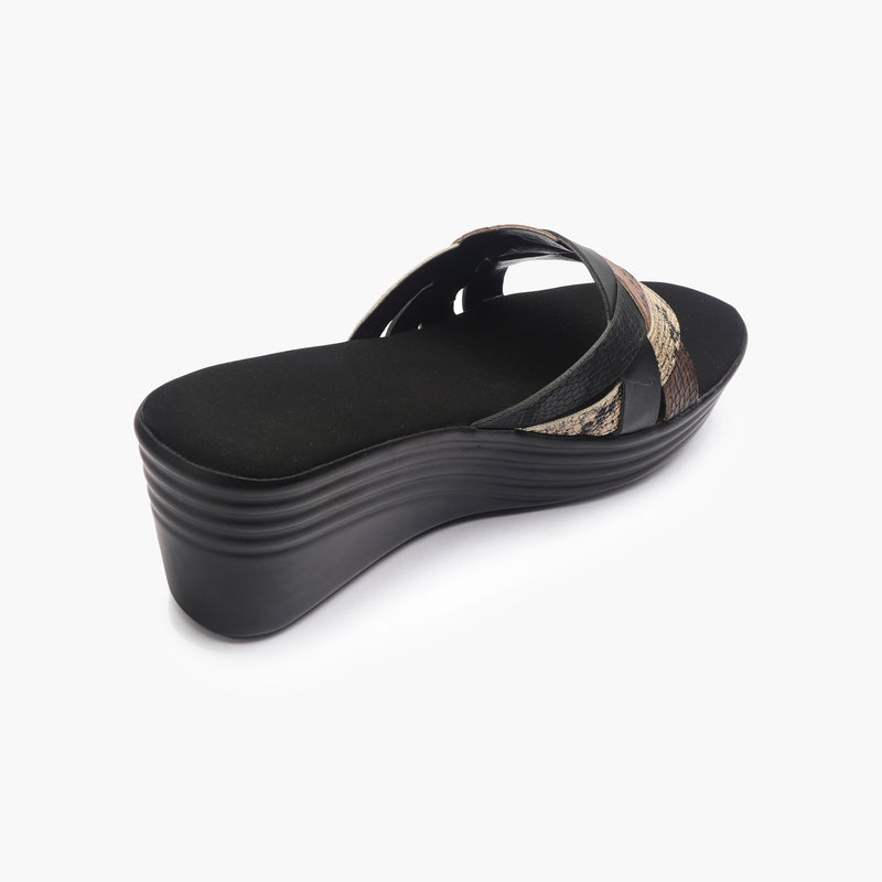 Symmetrical Strap Wedge Slides black back