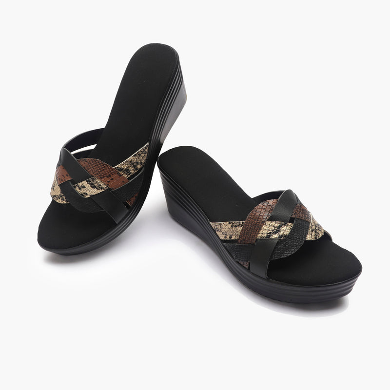 Symmetrical Strap Wedge Slides black