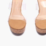 Double Acrylic Strap Wedges tan front zoom