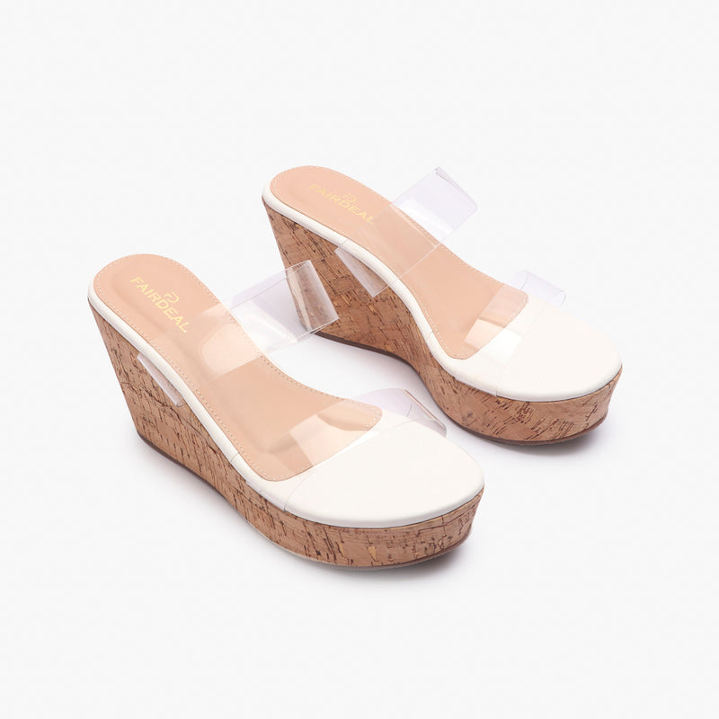 Double Acrylic Strap Wedges white side angle