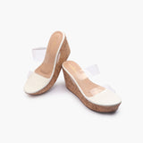 Double Acrylic Strap Wedges white