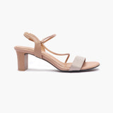  Strap Embellished Sandals light pink side profile with heel