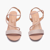  Strap Embellished Sandals light pink front angle