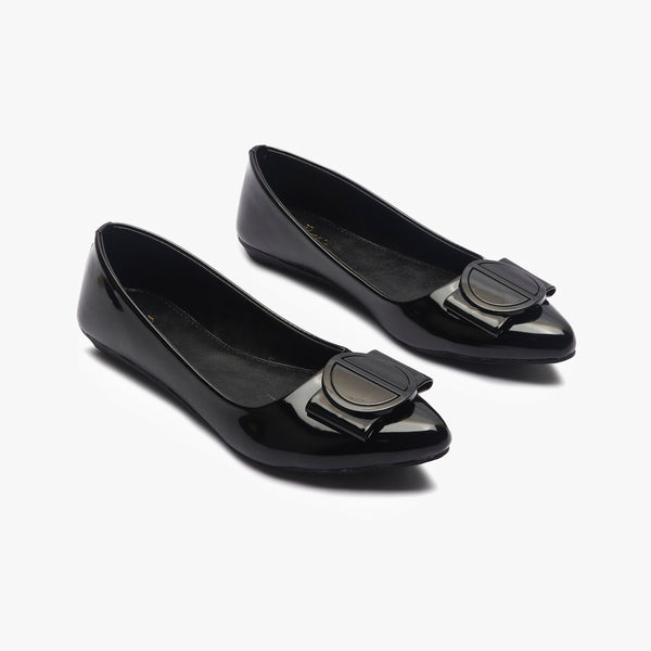 Patent Pointed Ballerinas black side angle