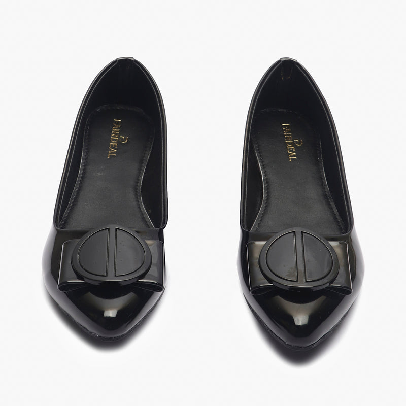 Patent Pointed Ballerinas black front angle