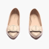 Patent Pointed Ballerinas beige front angle