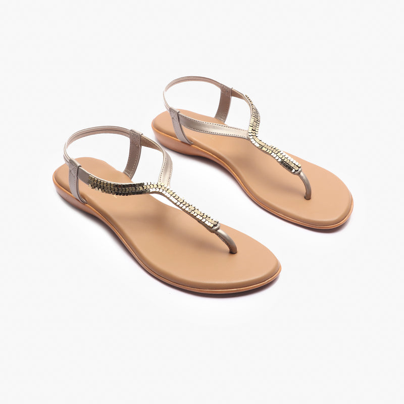 Jubilee Stone T Bar Sandals tan side angle