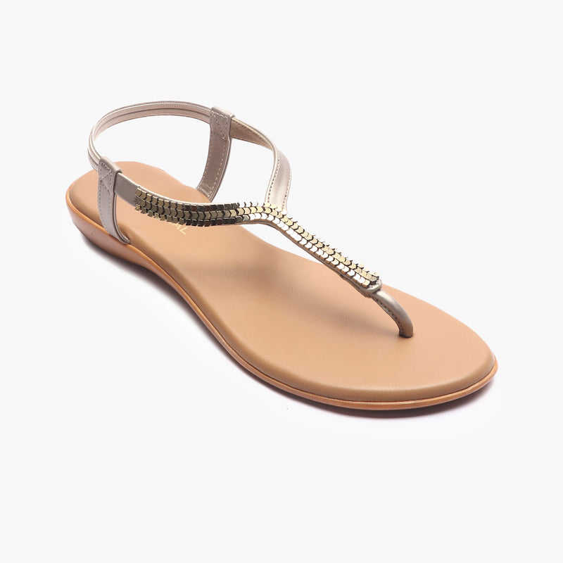  Jubilee Stone T Bar Sandals tan side single