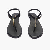 Jubilee Stone T Bar Sandals black front angle