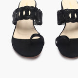 Chain Link Open Toe Block Heels black front zoom