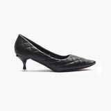 Quilted Pumps black side profile with heel