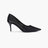 Patent Pumps black side profile with heel