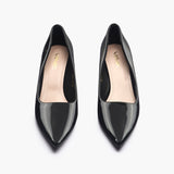 Patent Pumps black front angle zoom