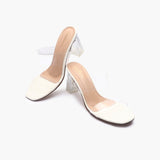 Double Strap Acrylic Heel Sandals white