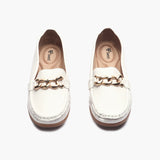 Bold Chainlink Wedge heel Loafers white front
