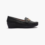 Bold Chainlink Wedge heel Loafers black side profile with heel