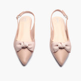 Bow Accented Flat Mules pink front angle